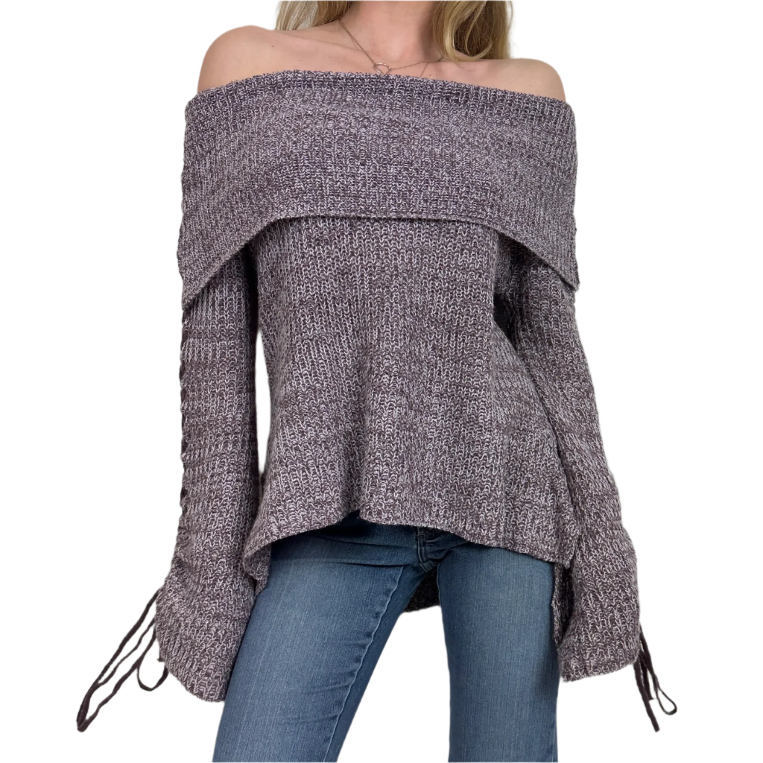 2000s Lavender Cold Shoulder Knit Sweater (S/M)