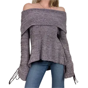 2000s Lavender Cold Shoulder Knit Sweater (S/M)