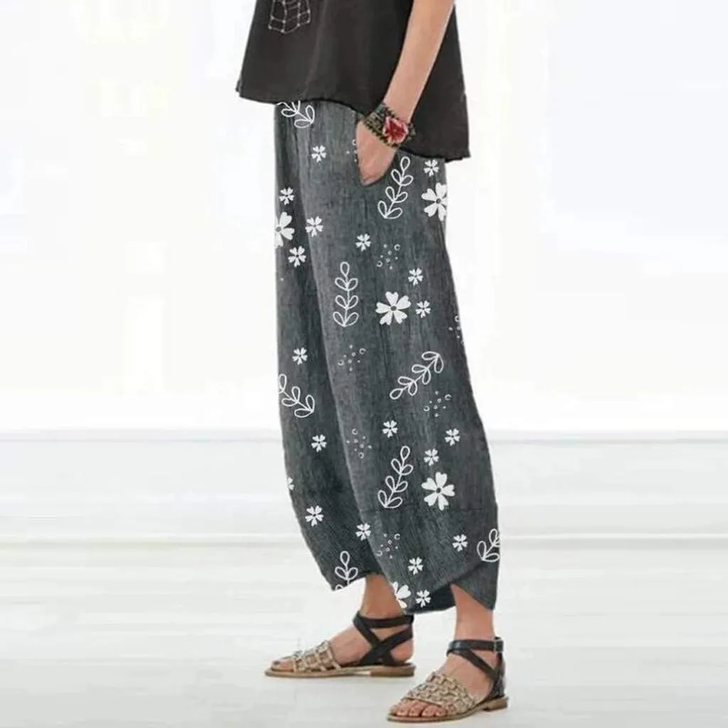 4X Yoga Pant Linen Pants Women Pants Casual Cropped Baggy Trousers Elastic Waisted Yoga Comfy Loose