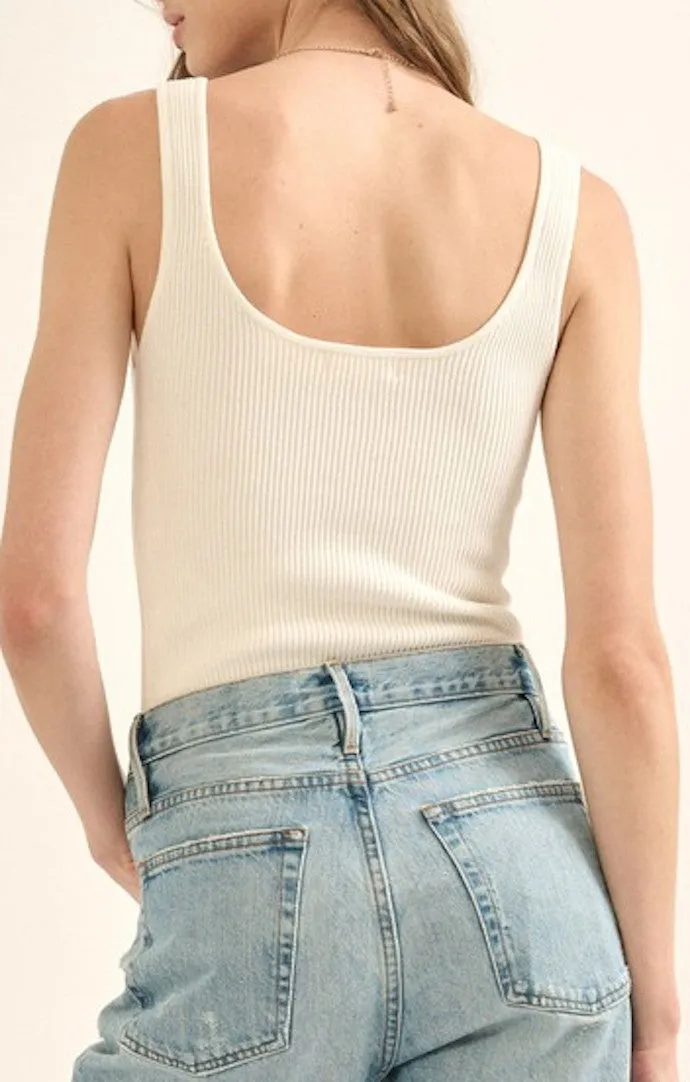 Adrian Off White Ribbed Bodysuit