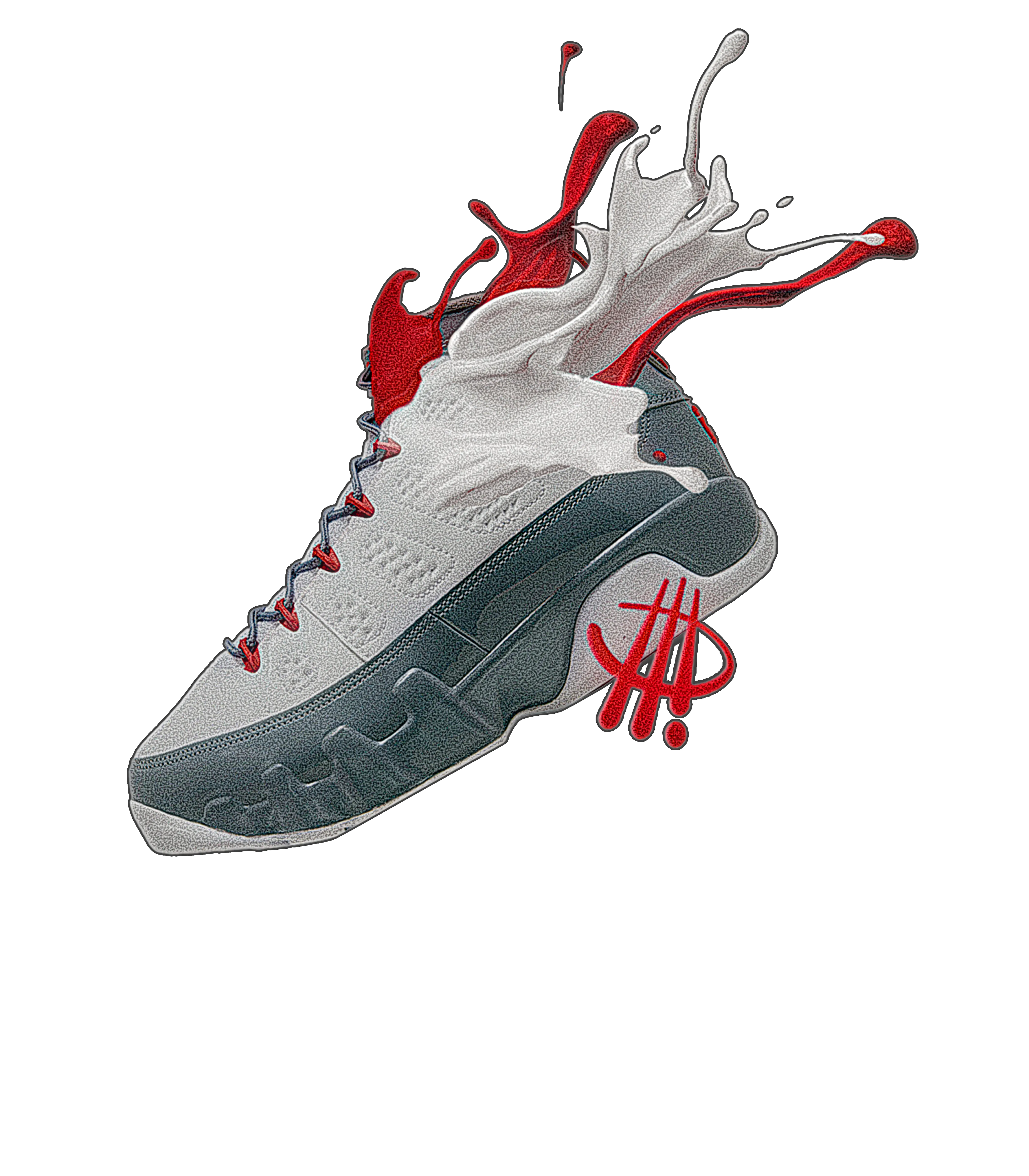 Air Jordan 9 “Fire Red” Black T-Shirt (SPLASH RED)