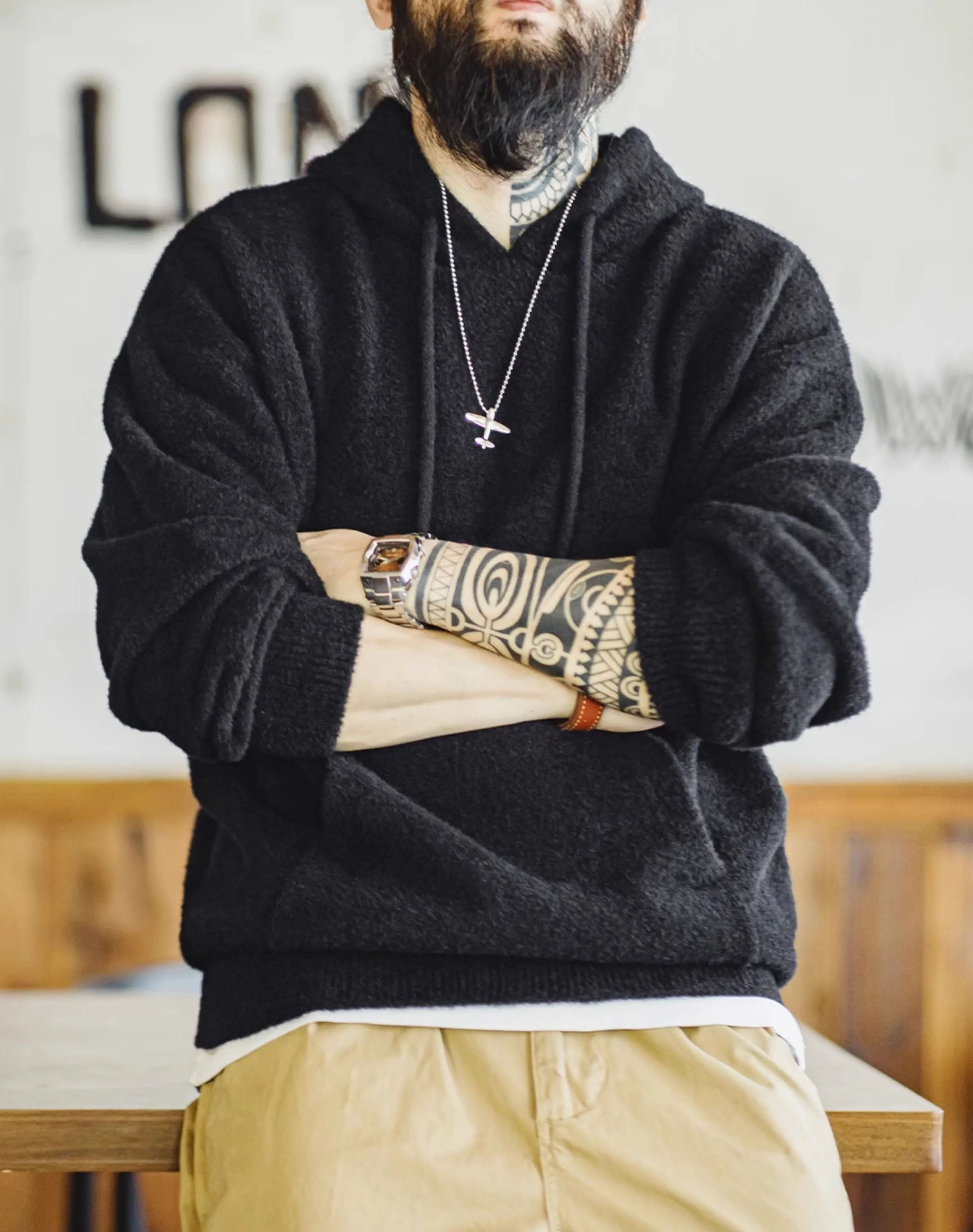 American Casual Double-Sided Imitation Mink Fleece Warm Men's Sweater