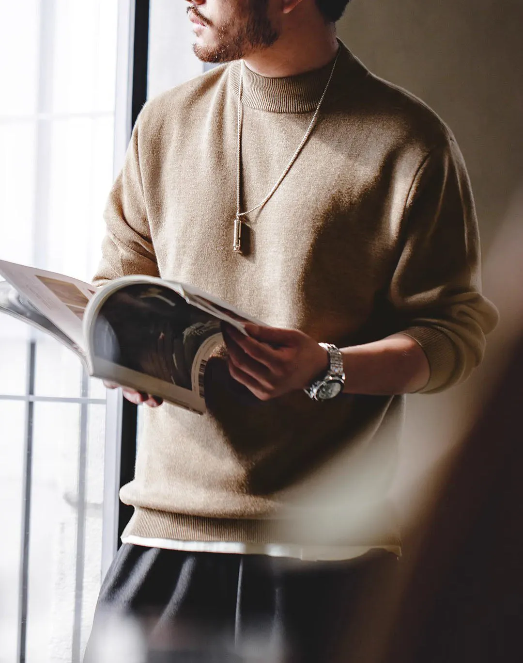 American Casual Half Turtleneck Pullover Warm Knitted Men's Sweater