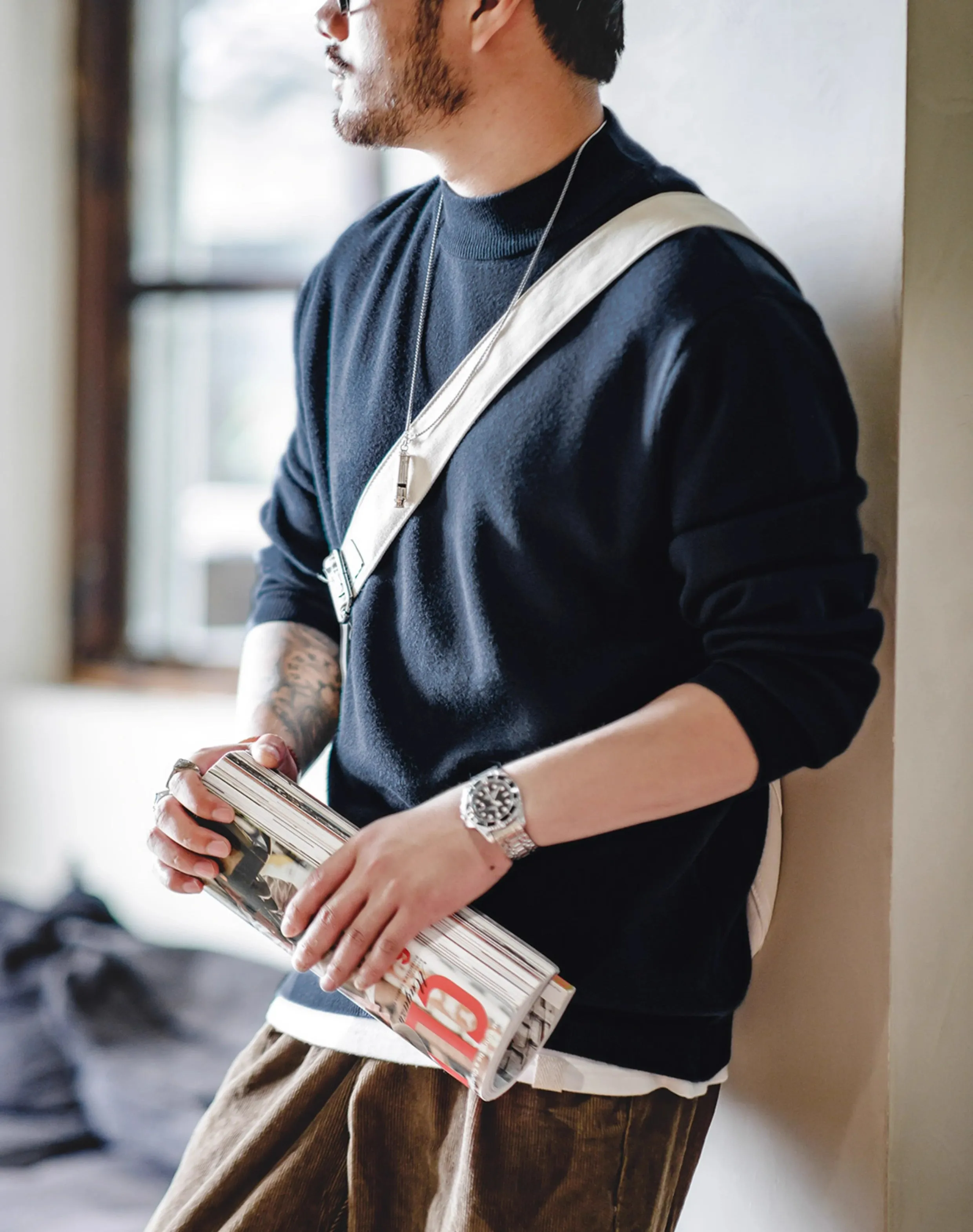 American Casual Half Turtleneck Pullover Warm Knitted Men's Sweater