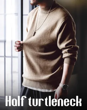 American Casual Half Turtleneck Pullover Warm Knitted Men's Sweater