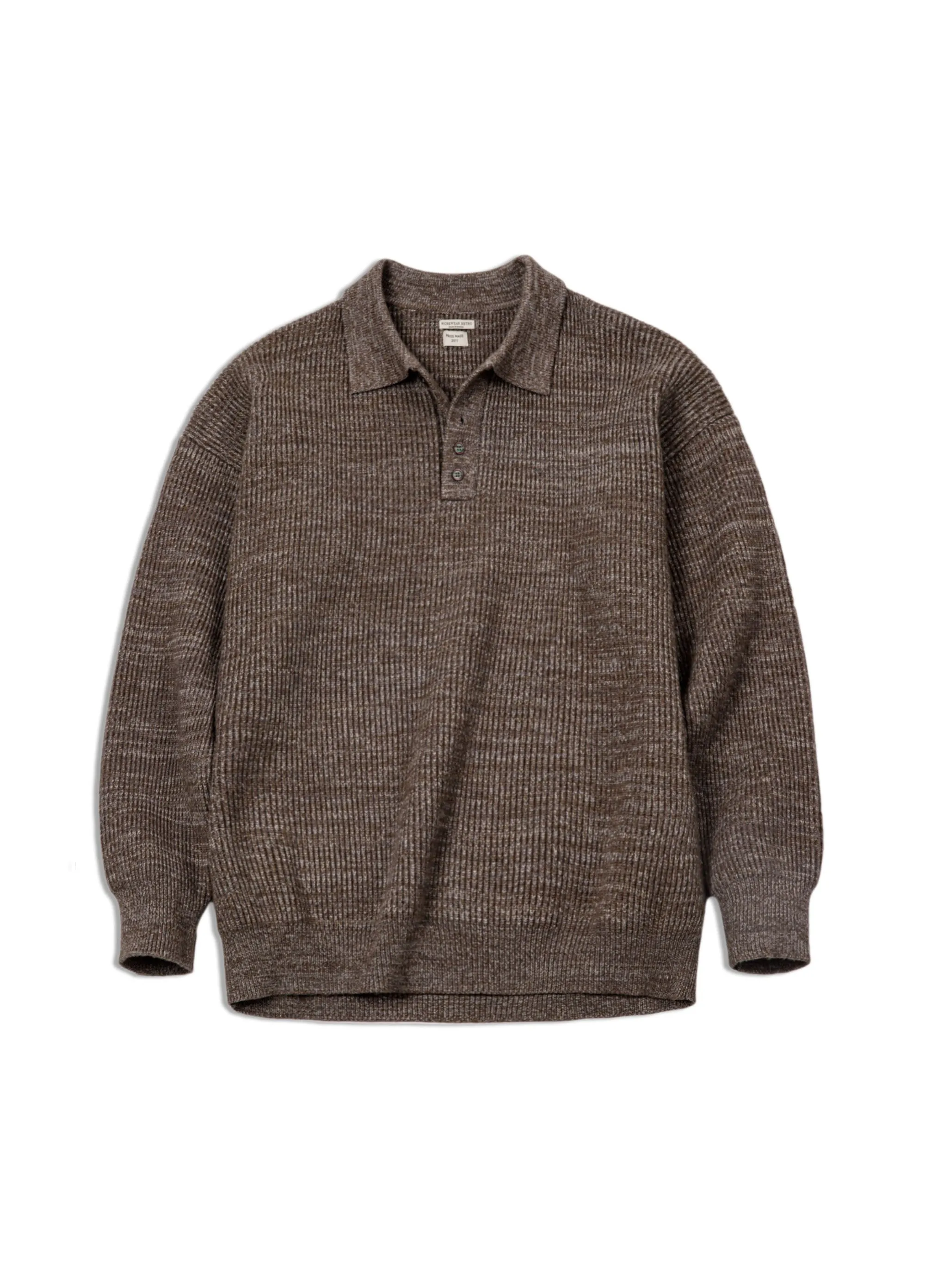 American Retro Knitted Polo Loose Wool Pullover Men's Sweater