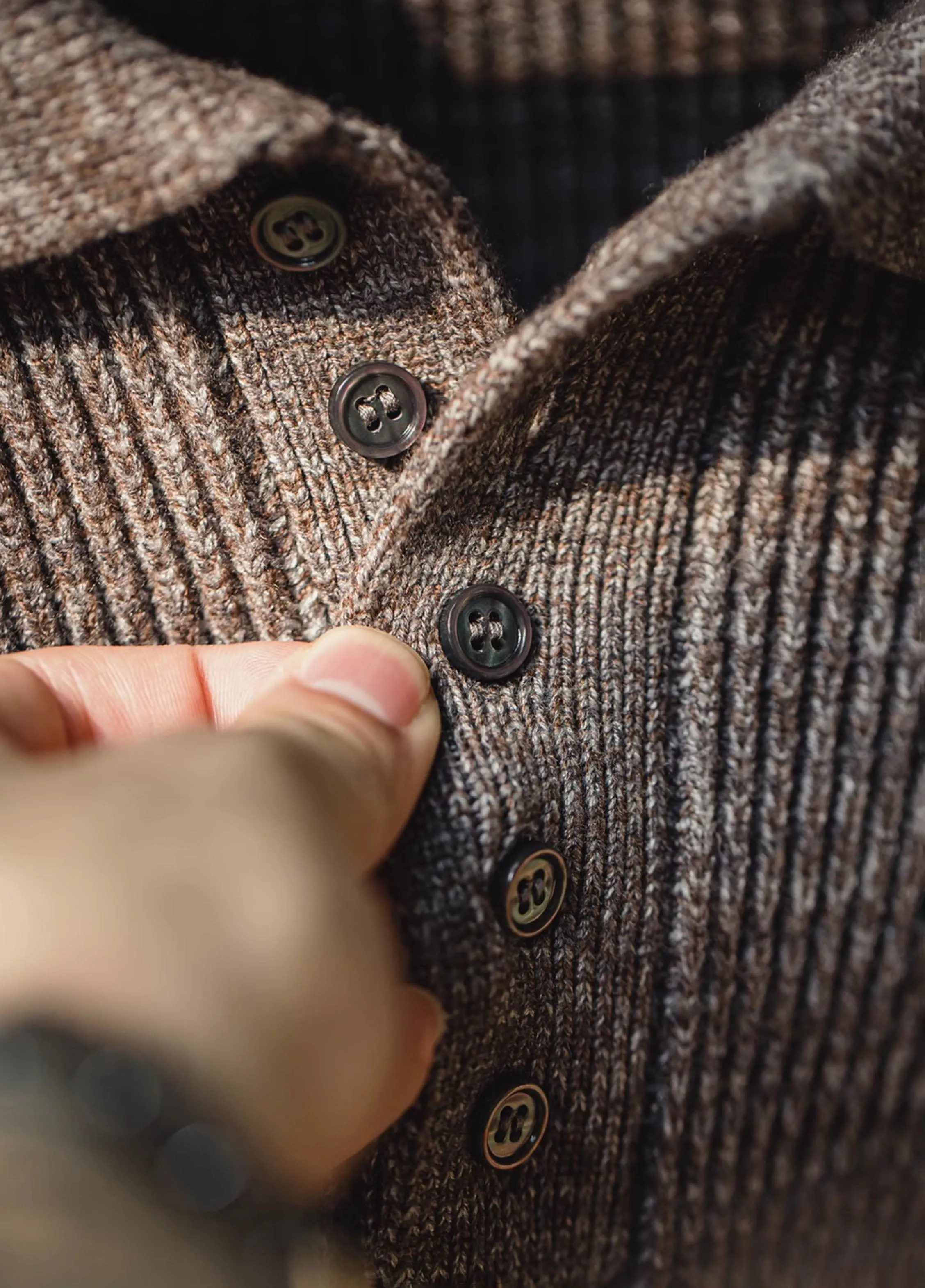 American Retro Knitted Polo Loose Wool Pullover Men's Sweater
