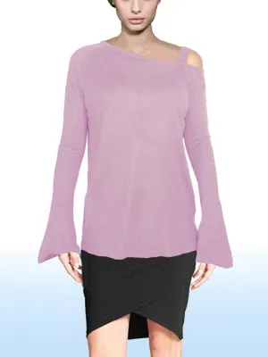 ASHORE WOMENS ASYMMETRIC OFF THE SHOULDER LUXURY FINE SWEATER