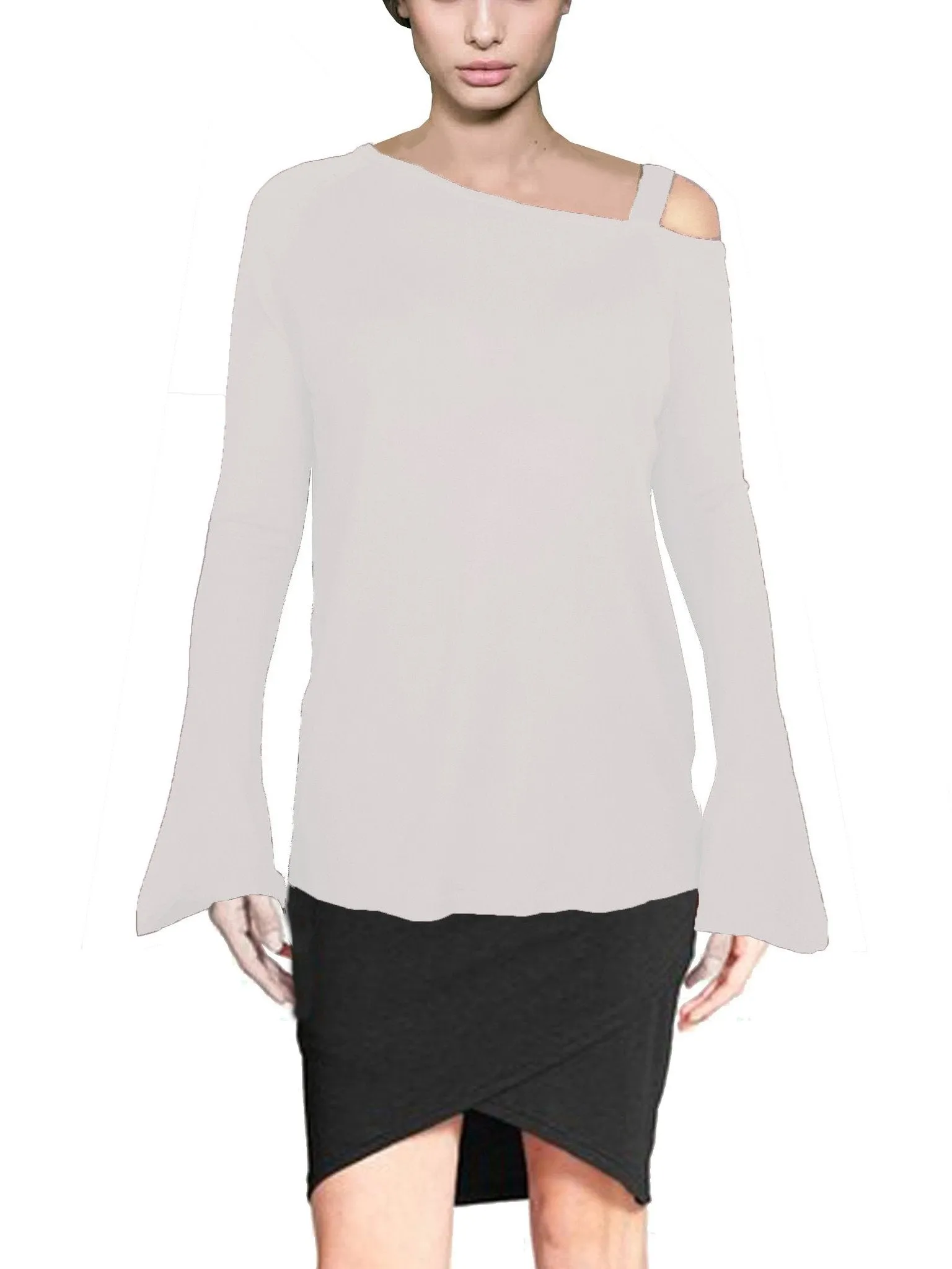 ASHORE WOMENS ASYMMETRIC OFF THE SHOULDER LUXURY FINE SWEATER