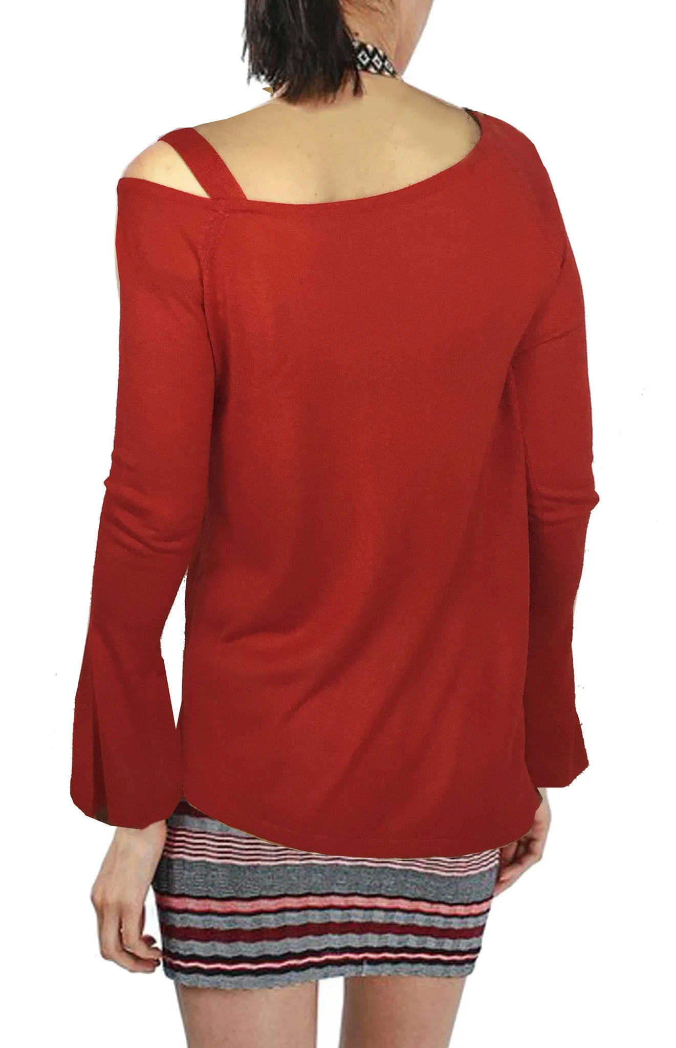 ASHORE WOMENS ASYMMETRIC OFF THE SHOULDER LUXURY FINE SWEATER