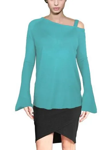 ASHORE WOMENS ASYMMETRIC OFF THE SHOULDER LUXURY FINE SWEATER