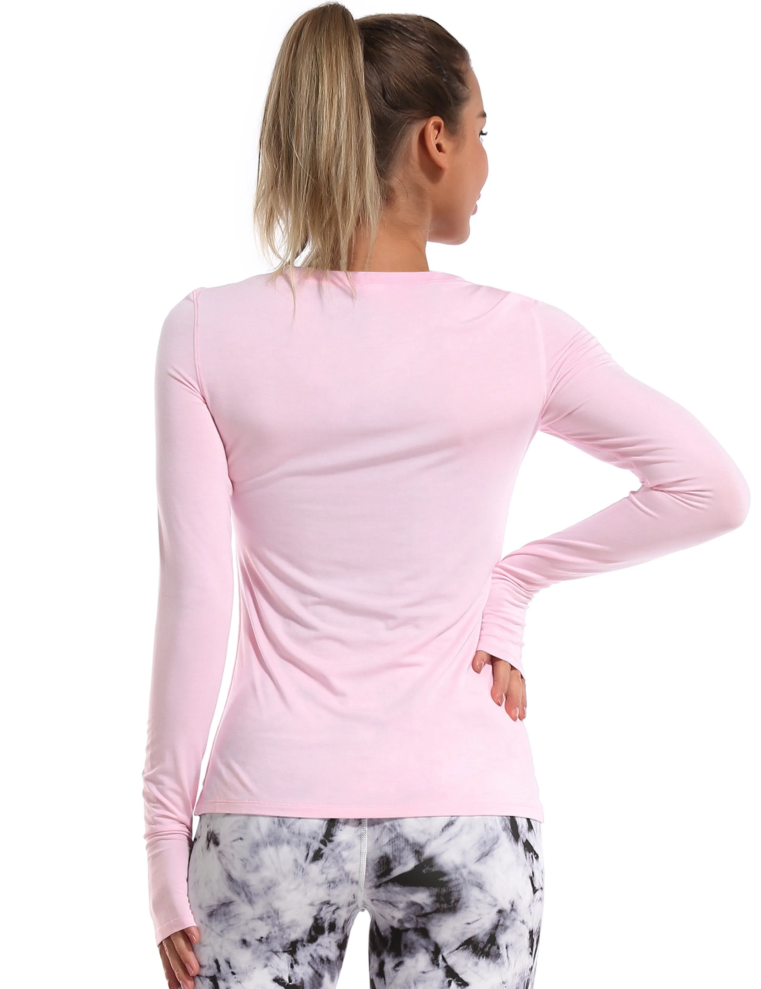Athlete Long Sleeve Tops lightpink ins_Plus Size
