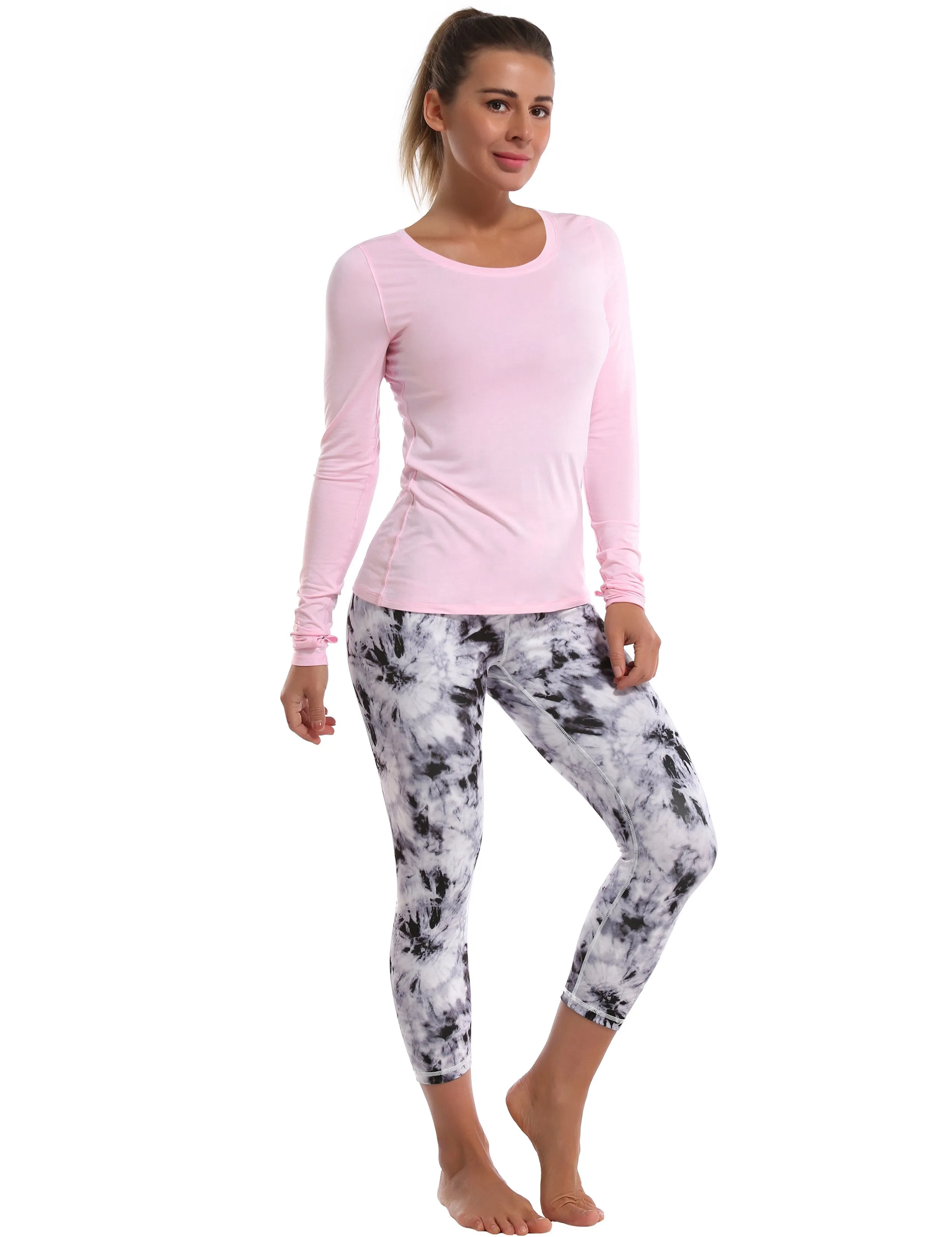 Athlete Long Sleeve Tops lightpink ins_Plus Size