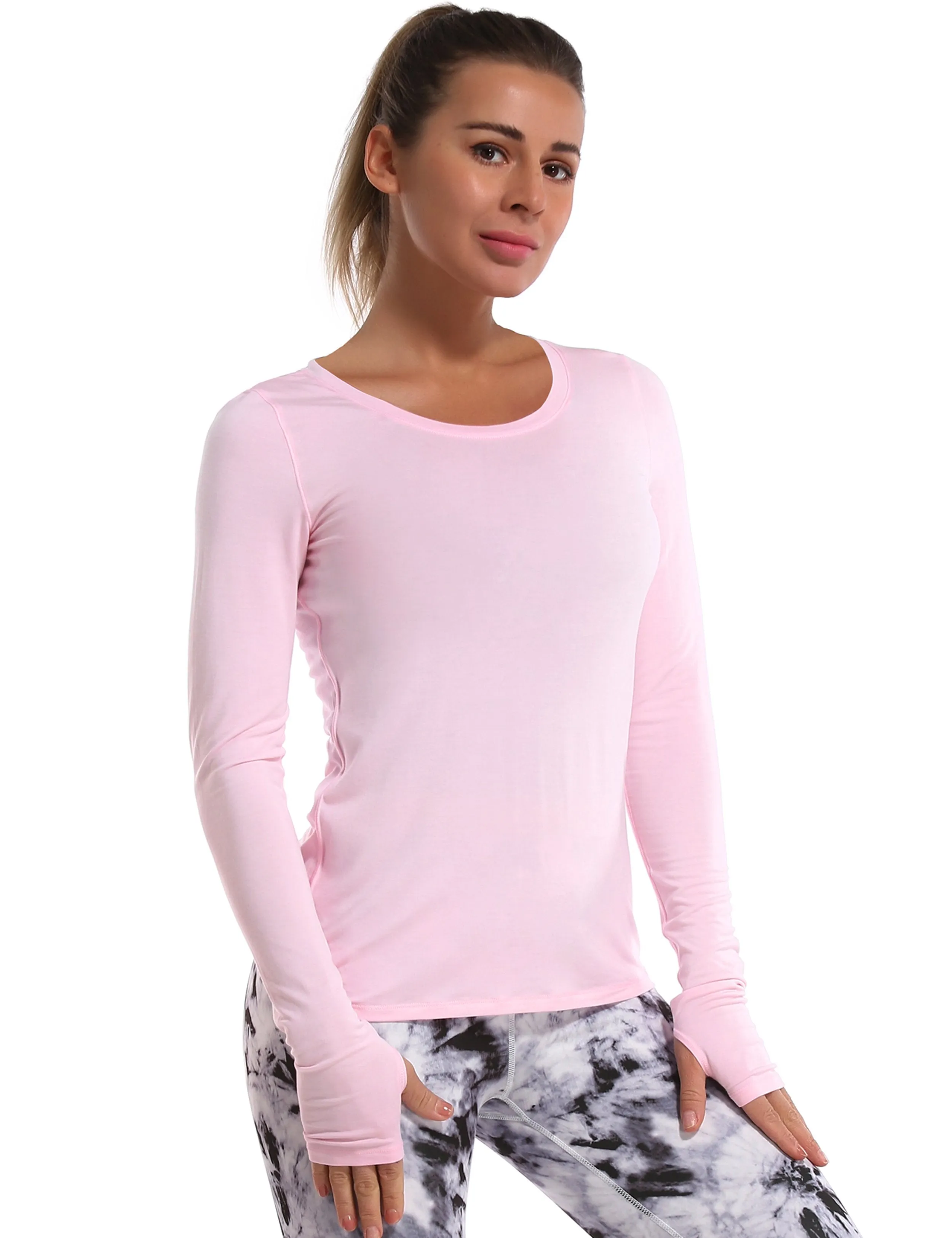Athlete Long Sleeve Tops lightpink ins_Plus Size