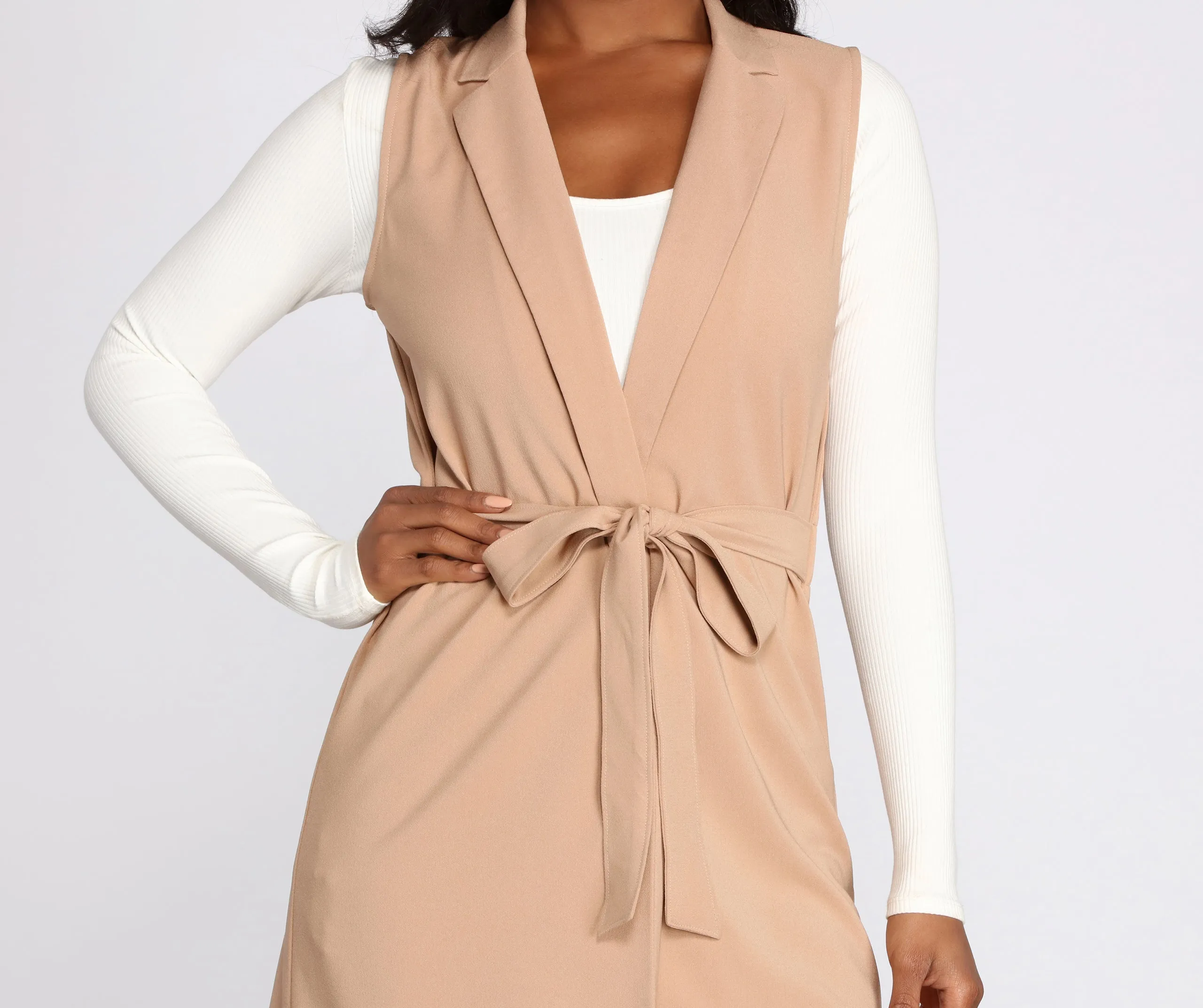 Belted and Poised Trench Vest