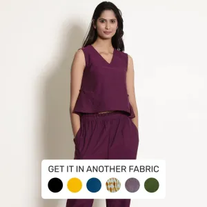 Berry Wine Warm Cotton Sleeveless Frilled Godet Top