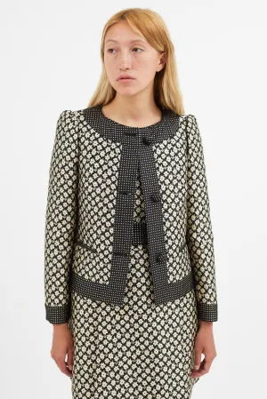 Black & Cream Floral Brocade Blazer