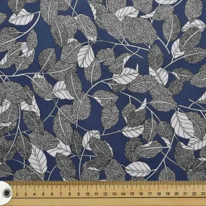 Blue Leaf Fall Cotton Print