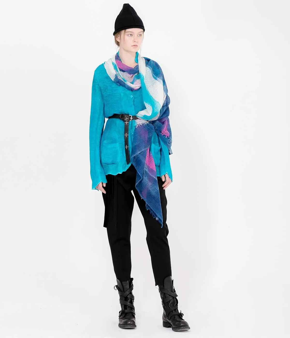 Blue Linen Net Blazer