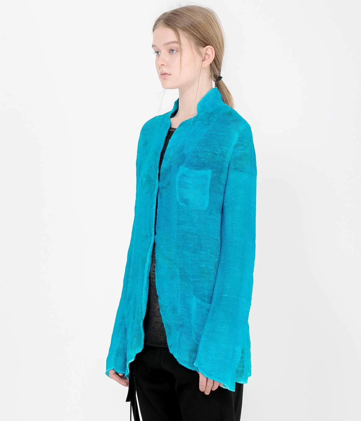 Blue Linen Net Blazer
