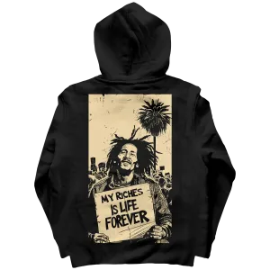 Bob Marley Riches Is life Forever Back Print Hoodie