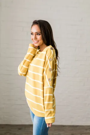 Buttons   Stripes Sweater In Goldenrod