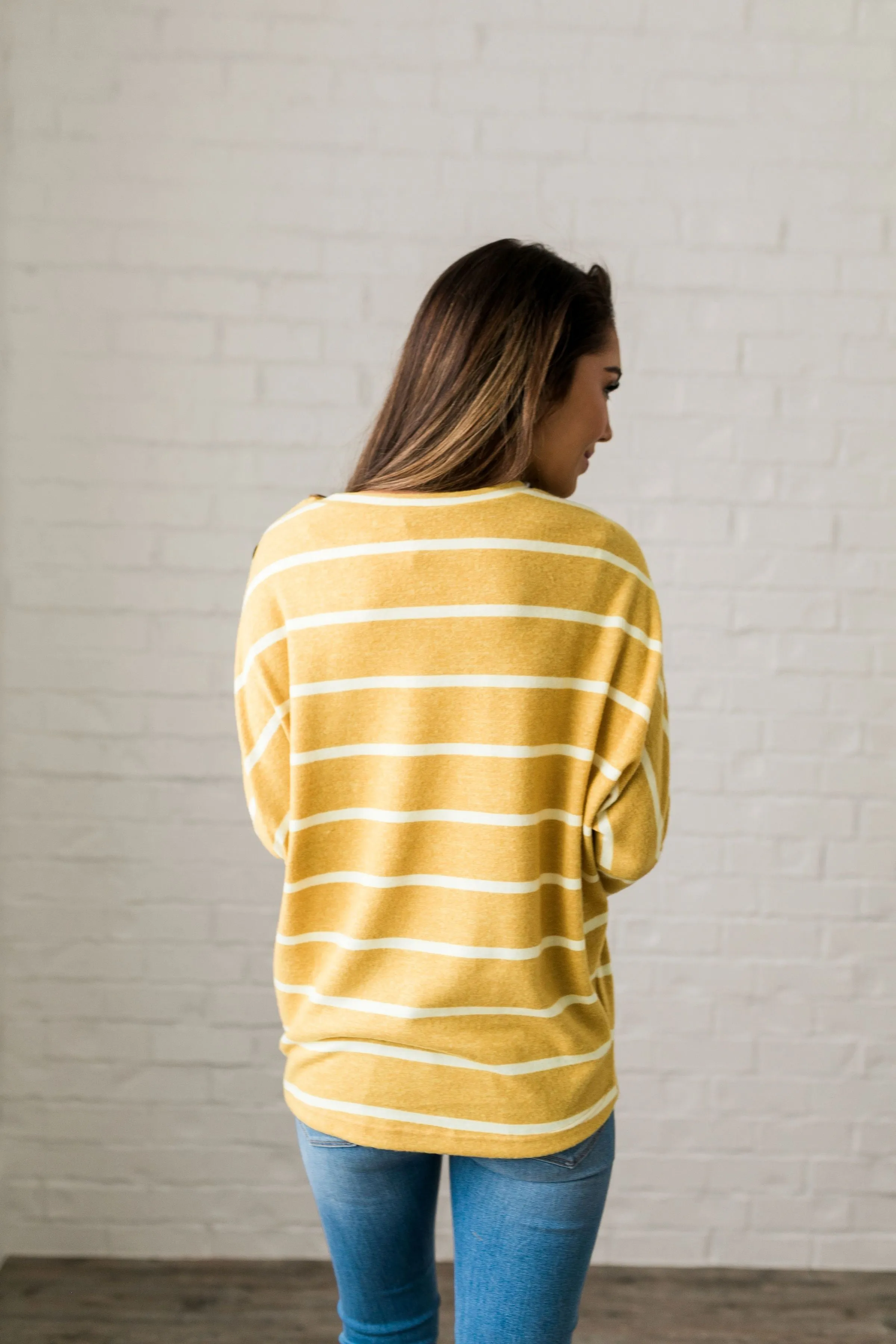 Buttons   Stripes Sweater In Goldenrod