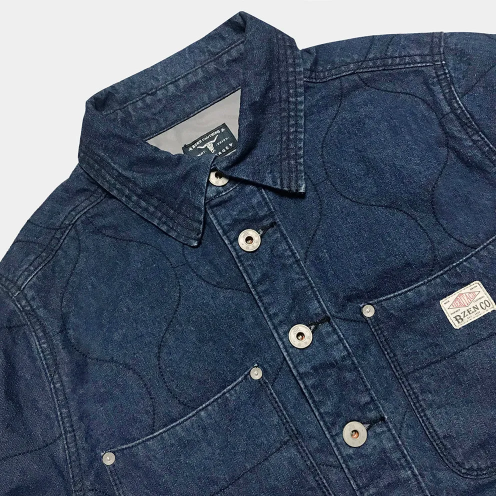 BZEN M.3177-DAYTON REGULAR FIT QUILTED WORK SHIRT-10oz-E0 MID INDIGO