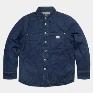 BZEN M.3177-DAYTON REGULAR FIT QUILTED WORK SHIRT-10oz-E0 MID INDIGO