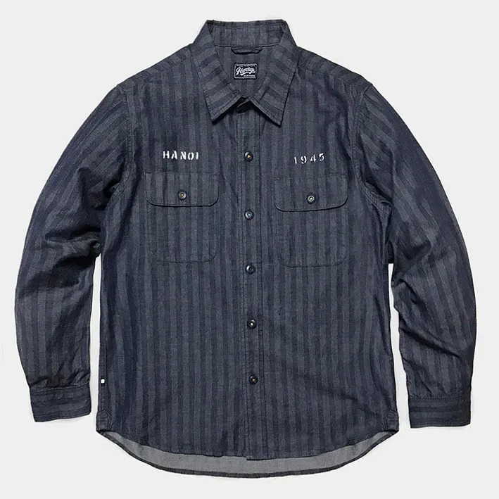 BZEN M.3239-BRIGGS REGULAR FIT SHIRT-6.5oz- E0 RINSE INDIGO