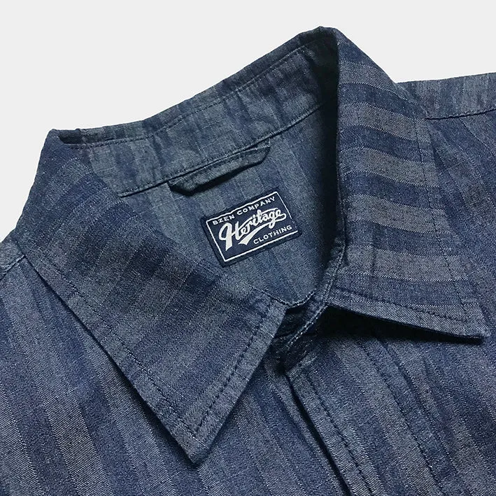 BZEN M.3239-BRIGGS REGULAR FIT SHIRT-6.5oz- E0 RINSE INDIGO