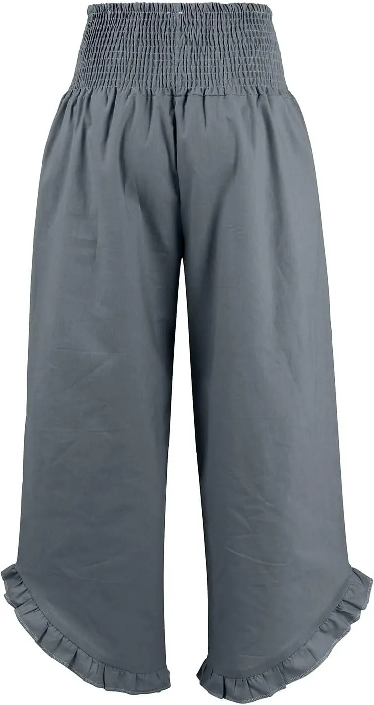 Capri Pants for Women,Linen Pants Women Wide Leg Summer Flowy Stretchy Womens Palazzo Sweatpants Elastic Waist