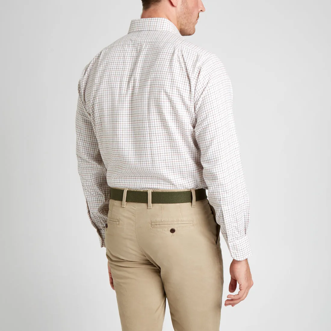 Classic Fit Petworth Check Cashmere and Cotton Shirt in Red