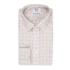 Classic Fit Petworth Check Cashmere and Cotton Shirt in Red