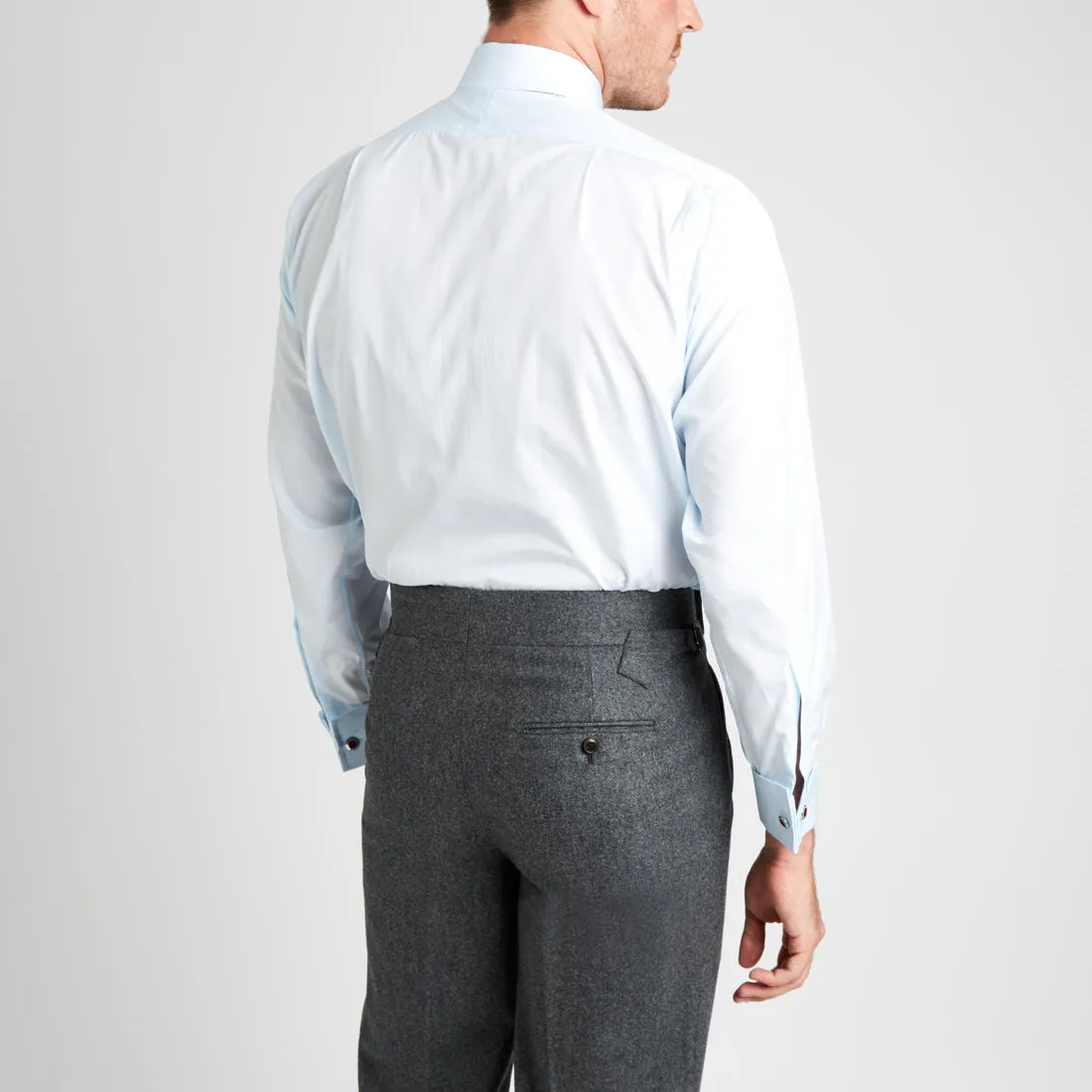 Classic Fit Plain Soyella Double Cuff Shirt in Sky Blue