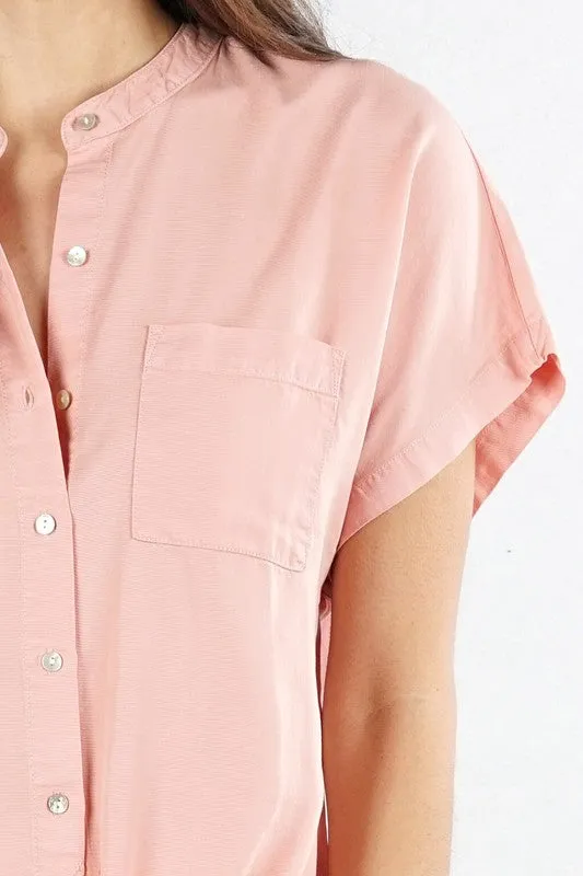 Classic Tencel Button down Short Sleeve Top