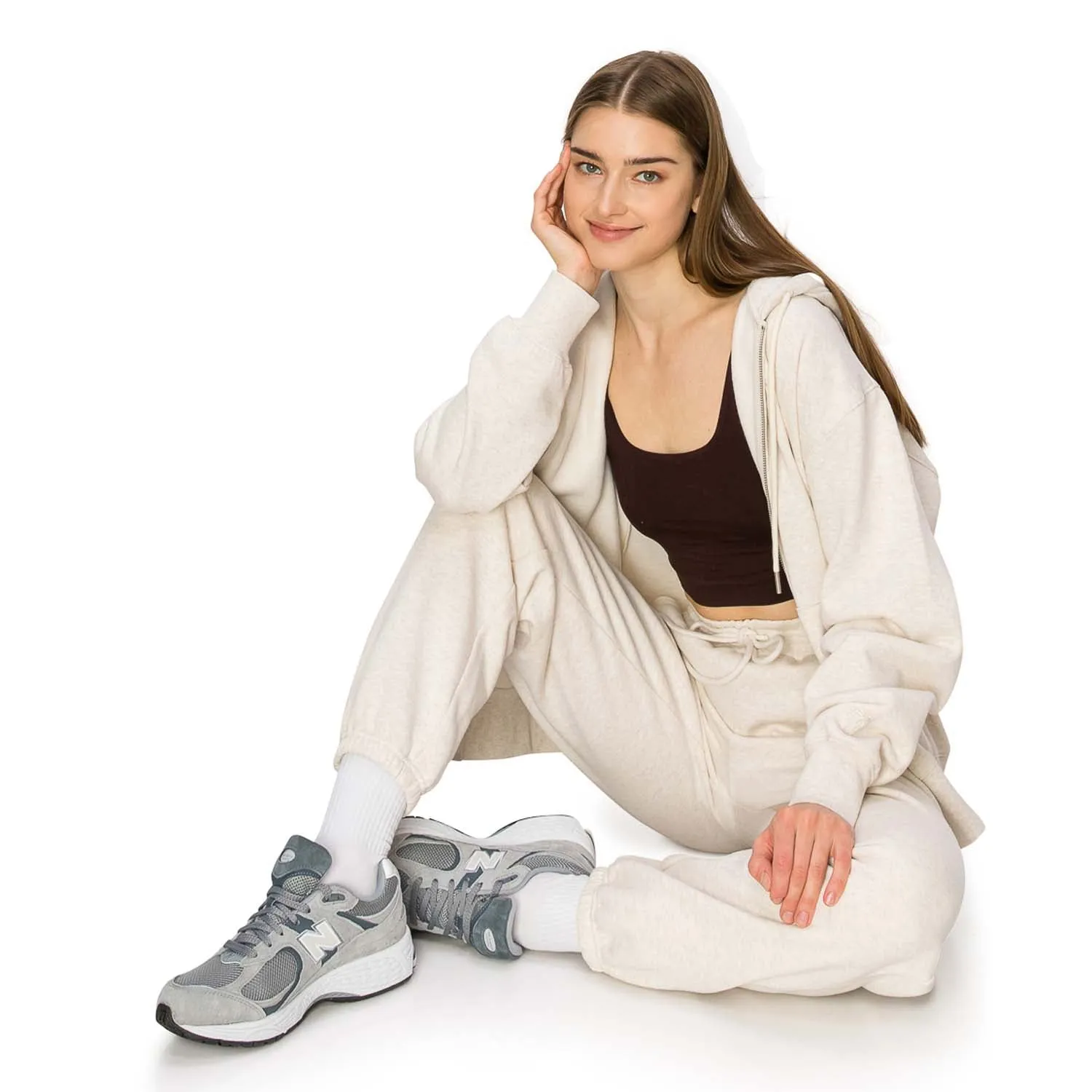 Cloud Fleece Zip Up Hoodie - Light Oatmeal