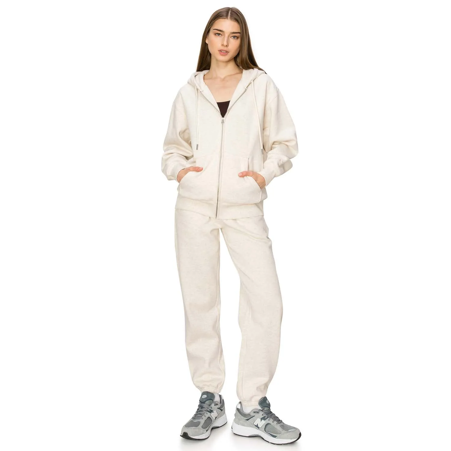 Cloud Fleece Zip Up Hoodie - Light Oatmeal