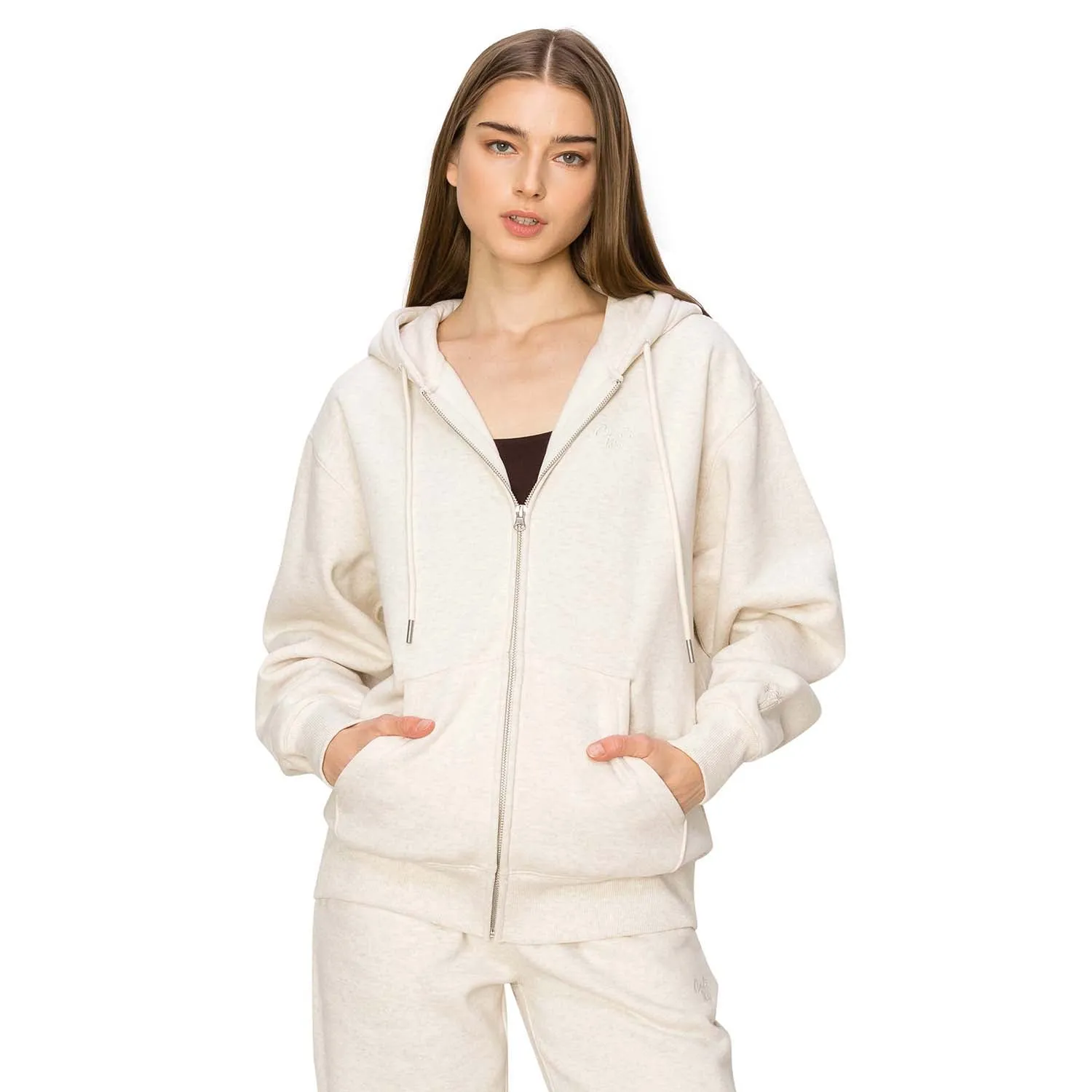 Cloud Fleece Zip Up Hoodie - Light Oatmeal