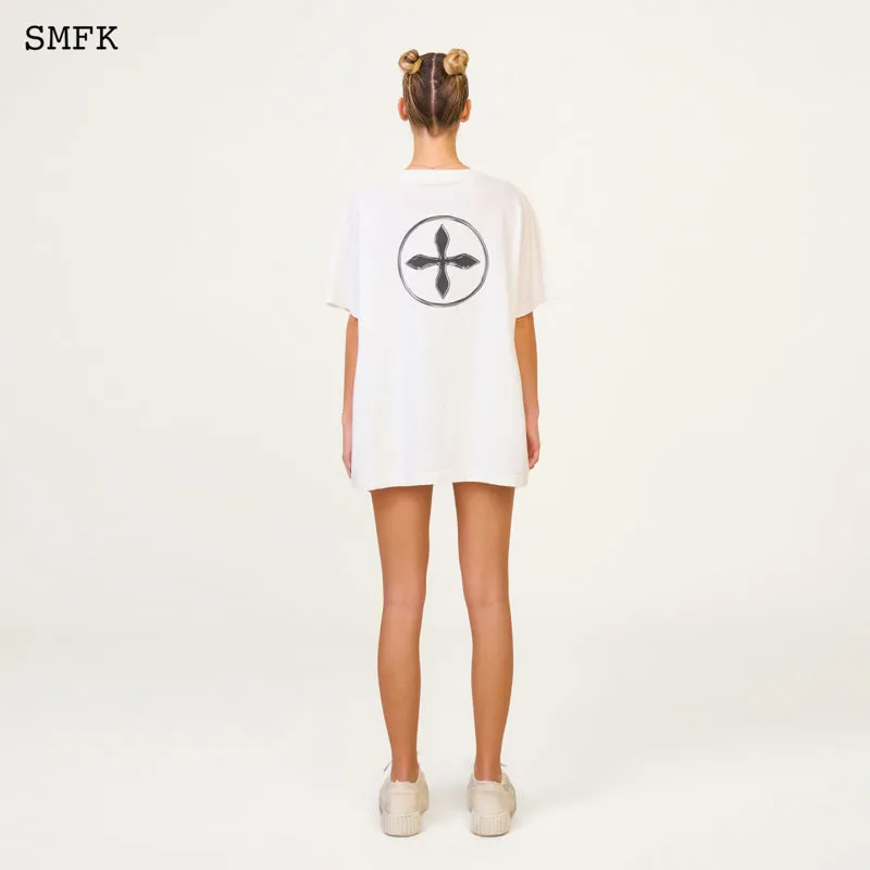 Compass Cross Vintage Oversize Tee in White
