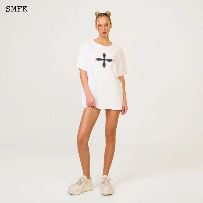 Compass Cross Vintage Oversize Tee in White