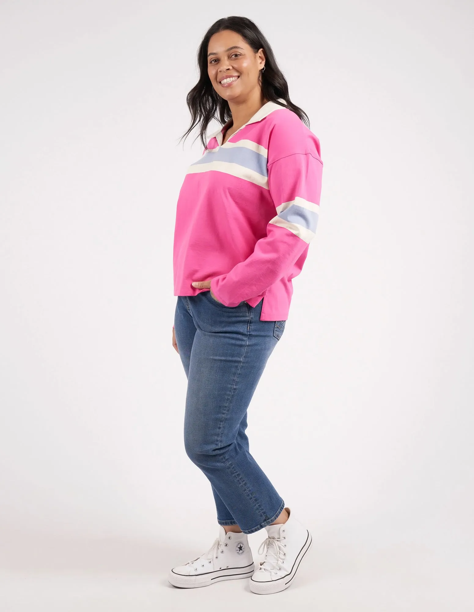 Compass Long Sleeve Rugby Shocking Pink