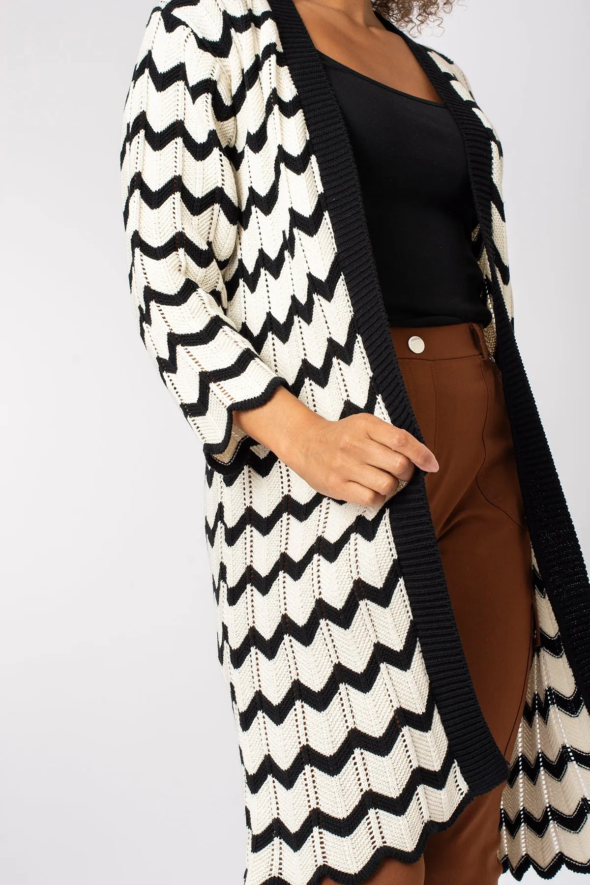 Contrast Zig Zag Cardigan