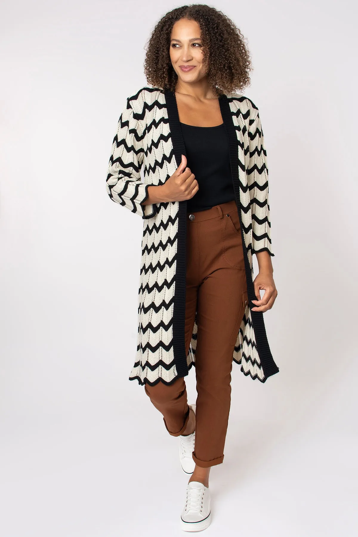 Contrast Zig Zag Cardigan