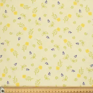 Country Side Collection #06 Blue & Yellow Cartoon Flower on Cream Cotton Prints