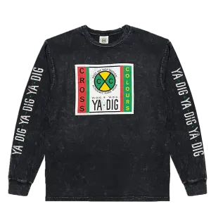 Cross Colours Vintage Label Logo LS T shirt - Black Mineral