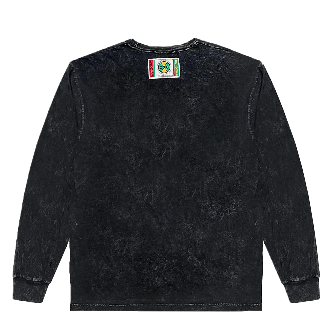 Cross Colours Vintage Label Logo LS T shirt - Black Mineral