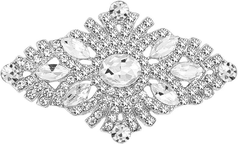 Dainty Clear Austrian Crystal Flower Brooch Lapel Pins for Women Lady Bridal Delicate Vintage Brooches Pin for Dresses Suit Wedding Party Fashion Trendy Jewelry
