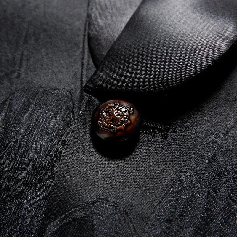 Dark Floral Red Pollen Lapel Men Shawl Lapel Blazer