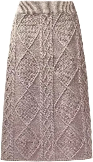 DBFBDTU Women's Knitted Skirts Solid Color Autumn High Waist Pencil Skirts Ladies Long Skirt